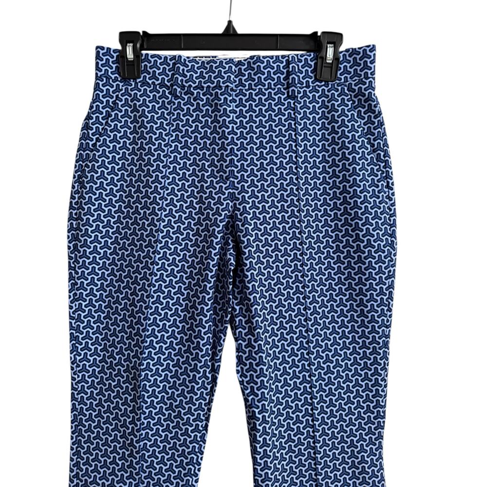 Tory Burch NEW Sport Blue Patterned stitch front seam Straight Leg Pants SZ 2 - Picture 4 of 9